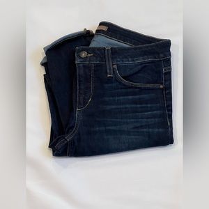 Joe’s Dark wash denim jeans with brown embroidery